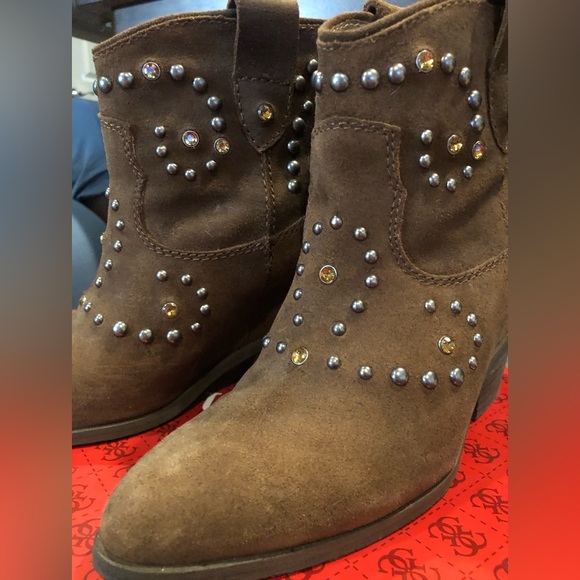 Guess Y2K Western Boots Camel Suede 7.5 M - Picture 2 of 9